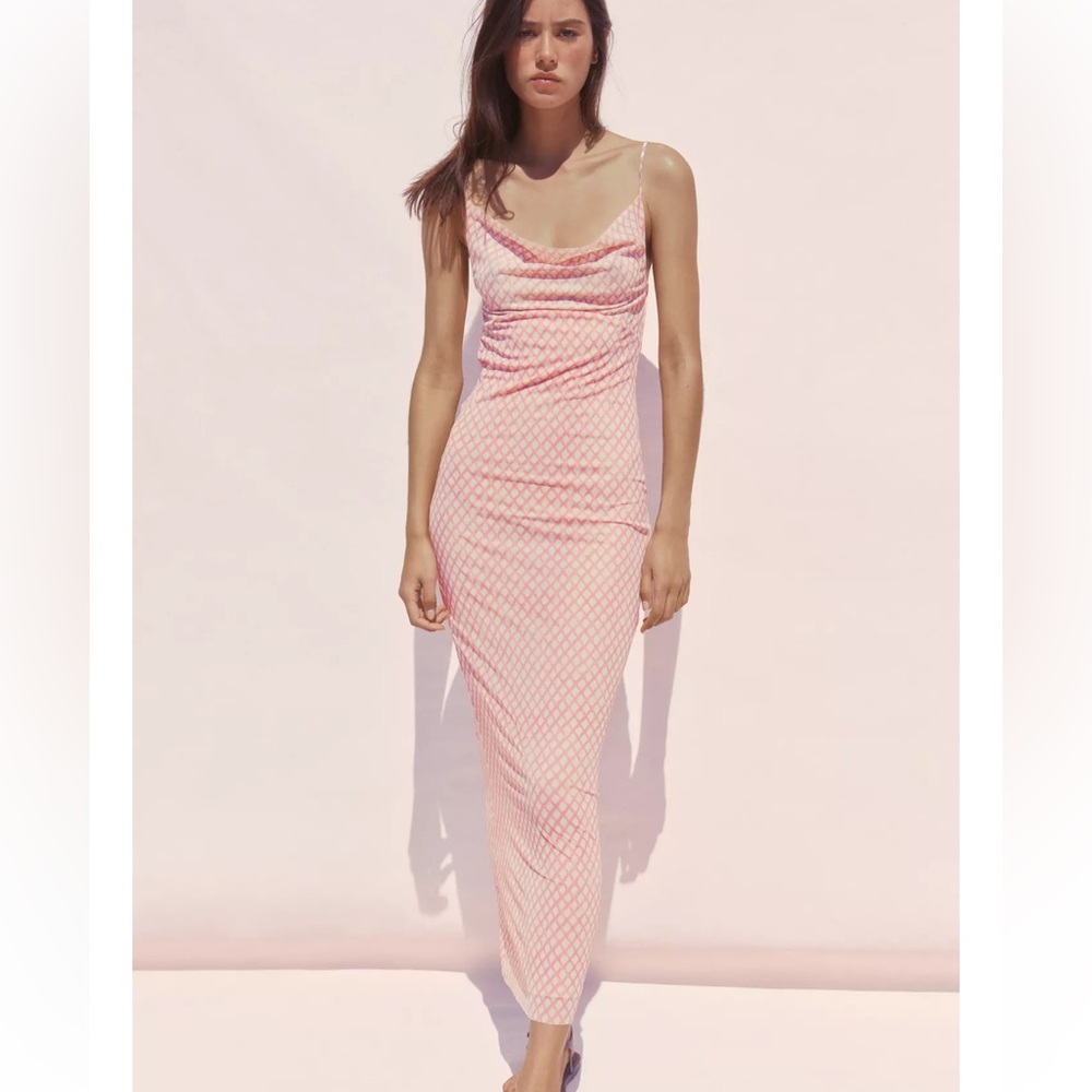 Zara Printed Tulle Slip Dress - Picture 6 of 7